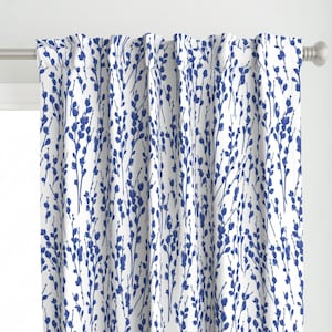 Botanical Plant Curtain Panel - Pussywillow Silhouettes by southwind - Spring Garden Chinoiserie Custom Curtain Panel by Spoonflower