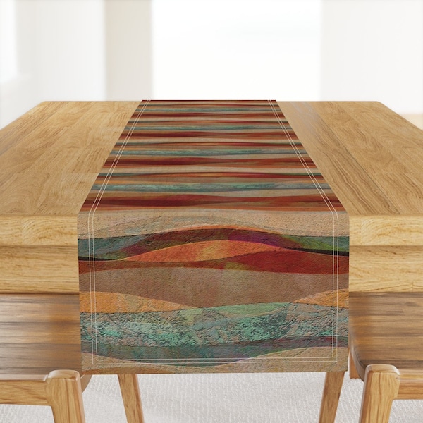 Abstract Landscape Table Runner - Sandstone Desert by wren_leyland - Travertine Look Sandstone Cotton Sateen Table Runner by Spoonflower