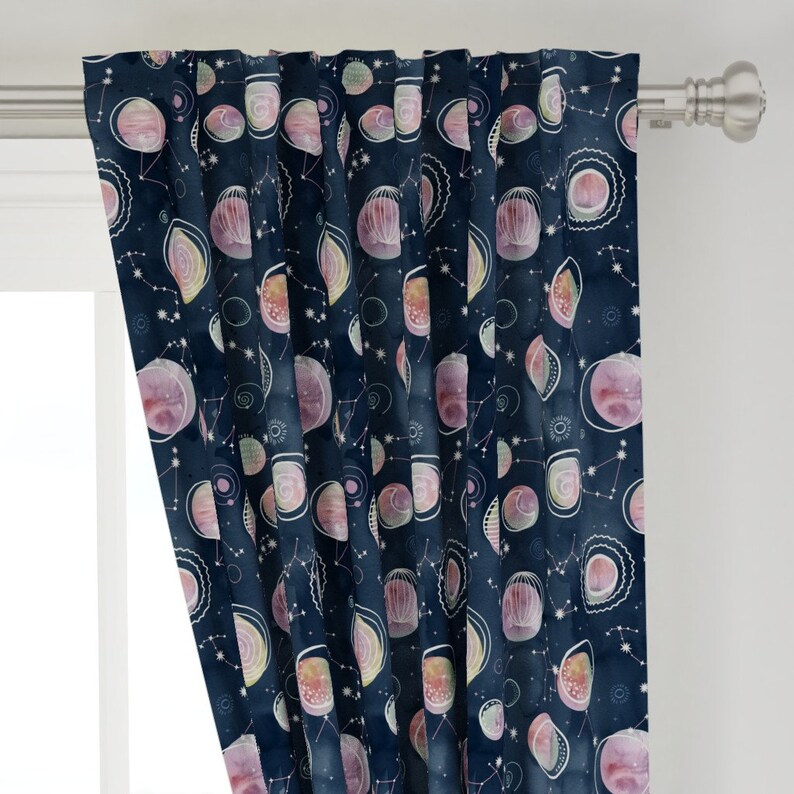 Watercolor Galaxy Custom Curtain Panel by Spoonflower Cosmic Harmony by Constellation Curtain Panel
