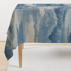 Abstract Water Tablecloth - Rough Seas by jewelraider - Coastal Nautical Landscape Large Scale Cotton Sateen Tablecloth by Spoonflower