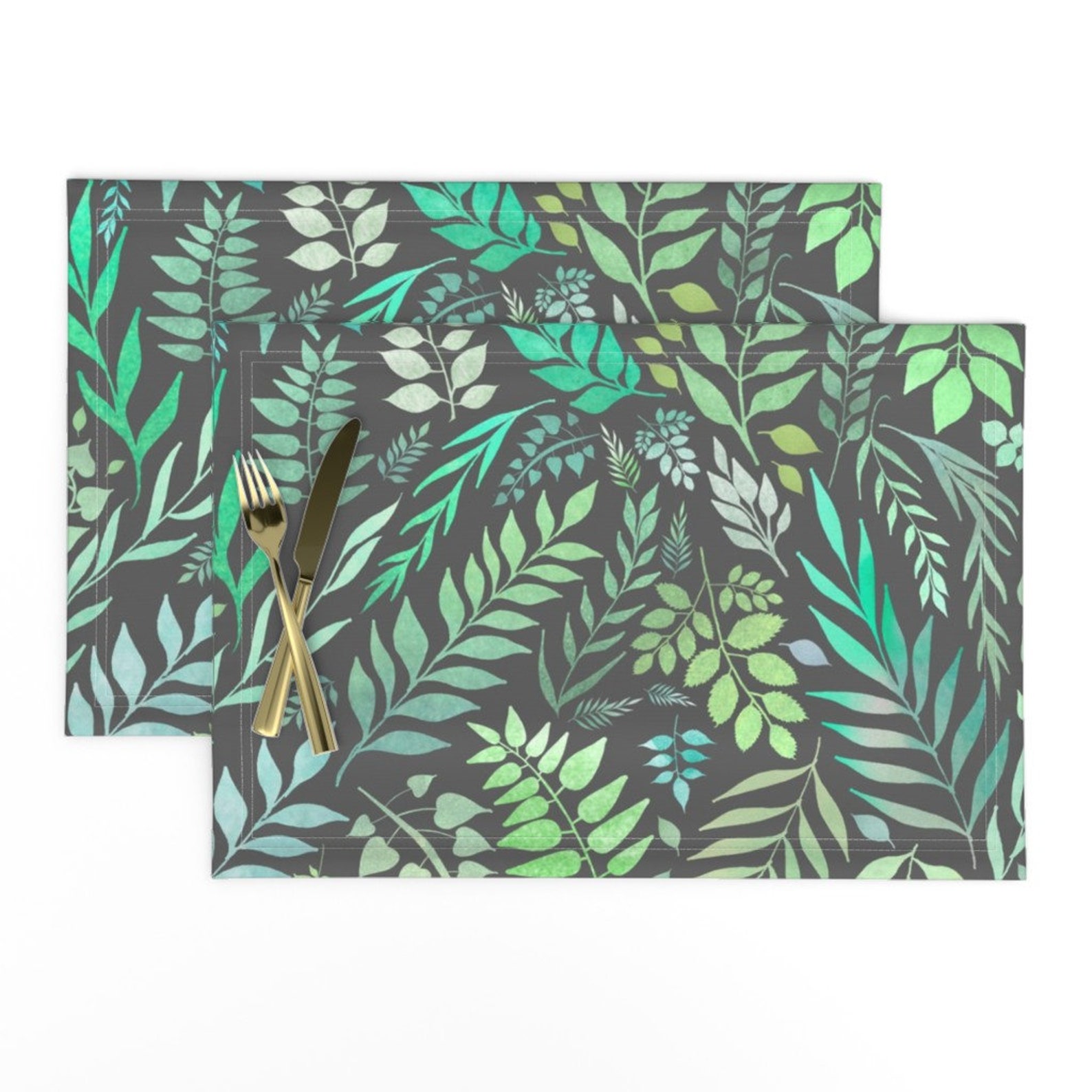 Leaves Placemats Set of 2 Eucalyptus soothing de Etsy