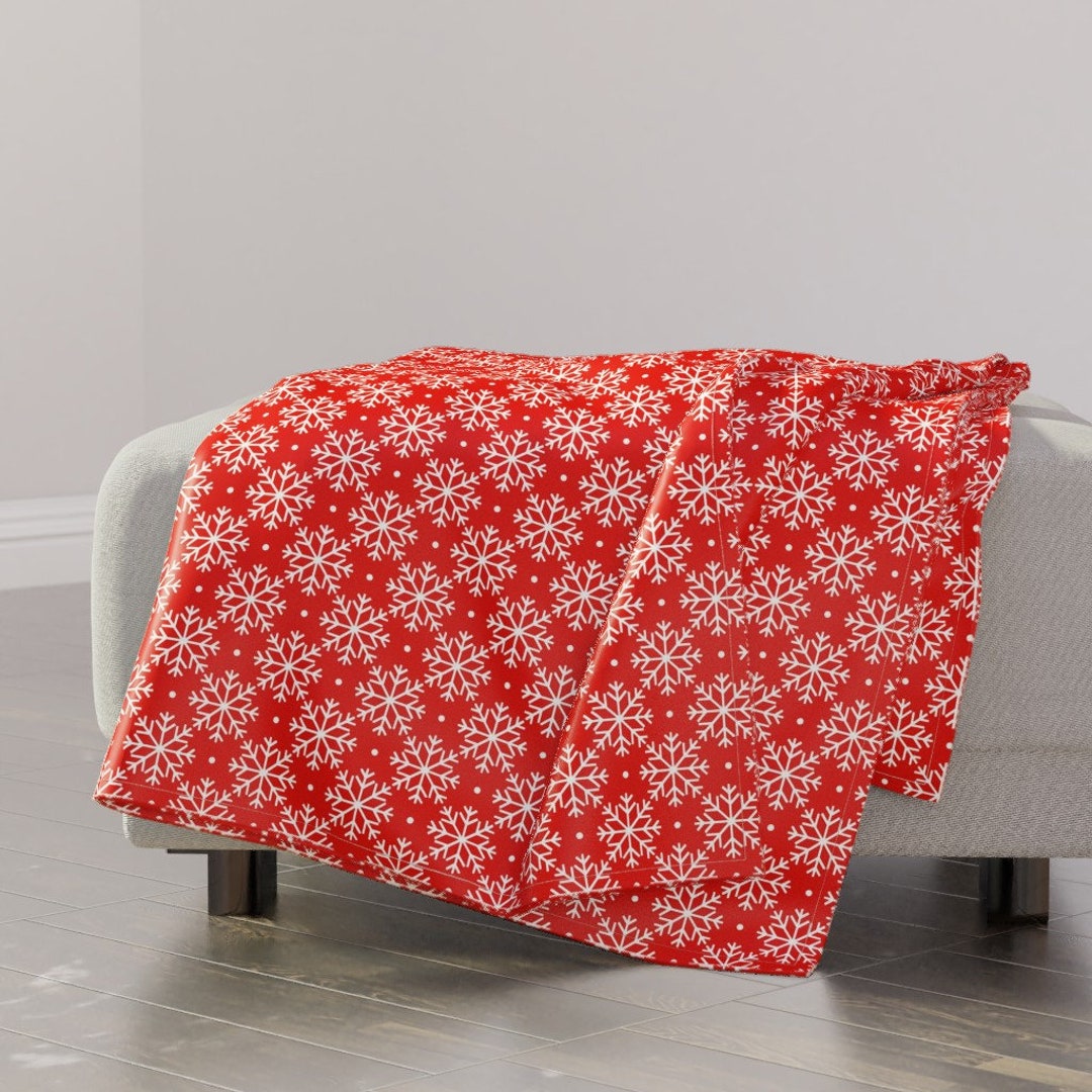 Red Snowflakes Throw Blanket Christmas Snowflakes by Etsy UK