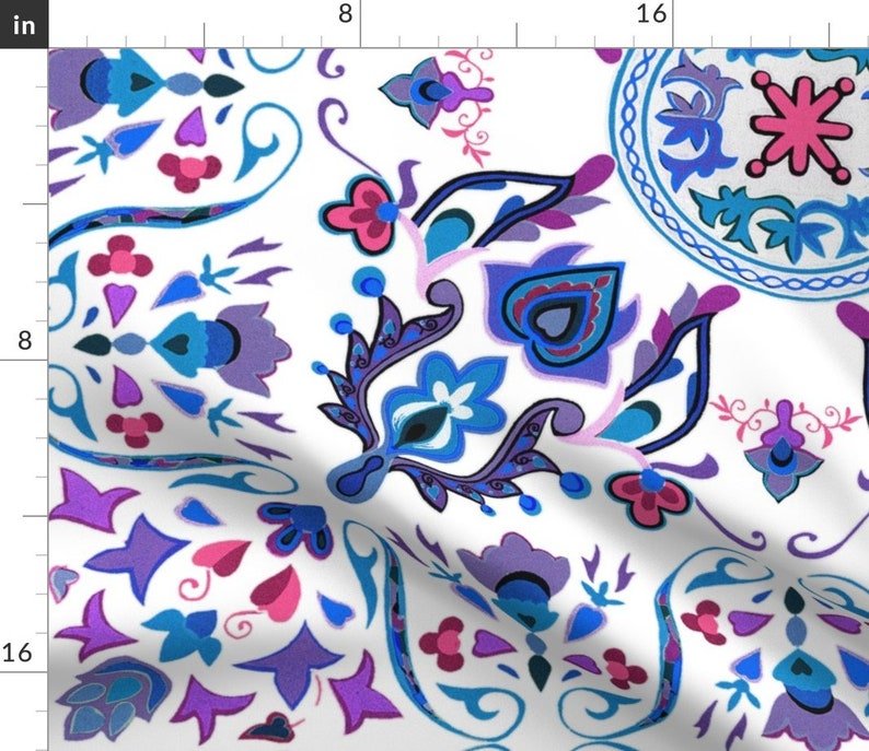 Folk Art Tile Rosemaling by peacoquettedesigns Scandinavian Table Runner Boho Hygge Tile Cotton Sateen Table Runner by Spoonflower