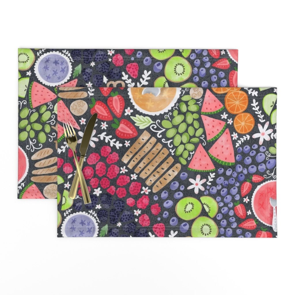 Bright Fruits Placemats Set of 2 Rainbow Fruit by Etsy