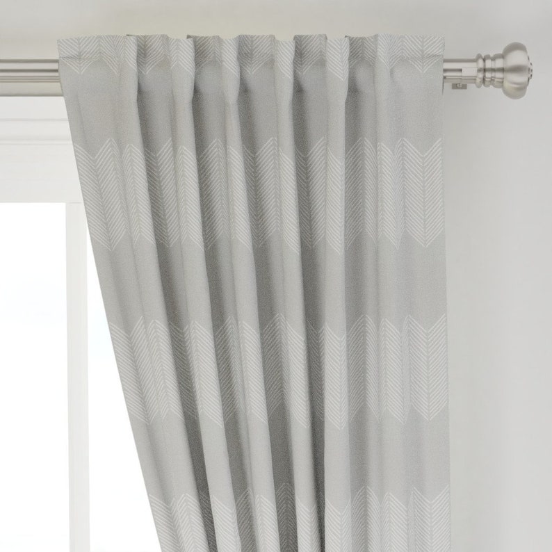 Herringbone In Gray by Herringbone Curtain Panel Chevron Stripes Custom Curtain Panel by Spoonflower
