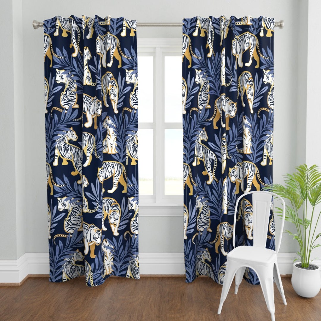 Maximalist Tiger Curtain Panel Nouveau White Tigers by Etsy Canada