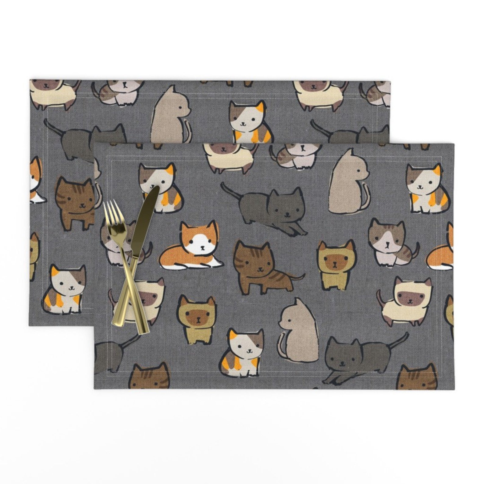 Cute Kittens Placemats Set of 2 Cats On Charcoal de Etsy