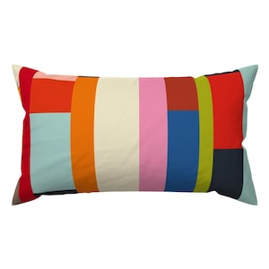 Retro Color Blocking Lumbar Pillow - Solid Scraps by katerhees - Colorful Mod Midcentury Modern Bold Graphic Rectangle Accent Throw Pillow