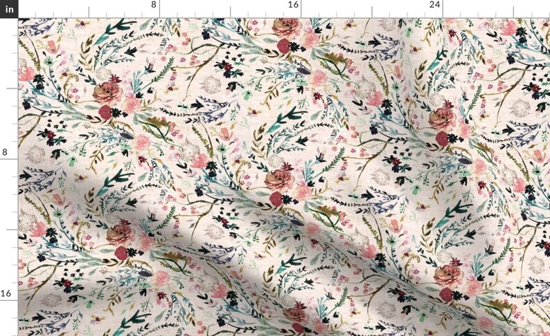 Coussin lombaire XL à fleurs rustiques Fable Floral Blush par nouveau_bohemian Très grand coussin lombaire rectangle roses rose poudré par Spoonflower image 3