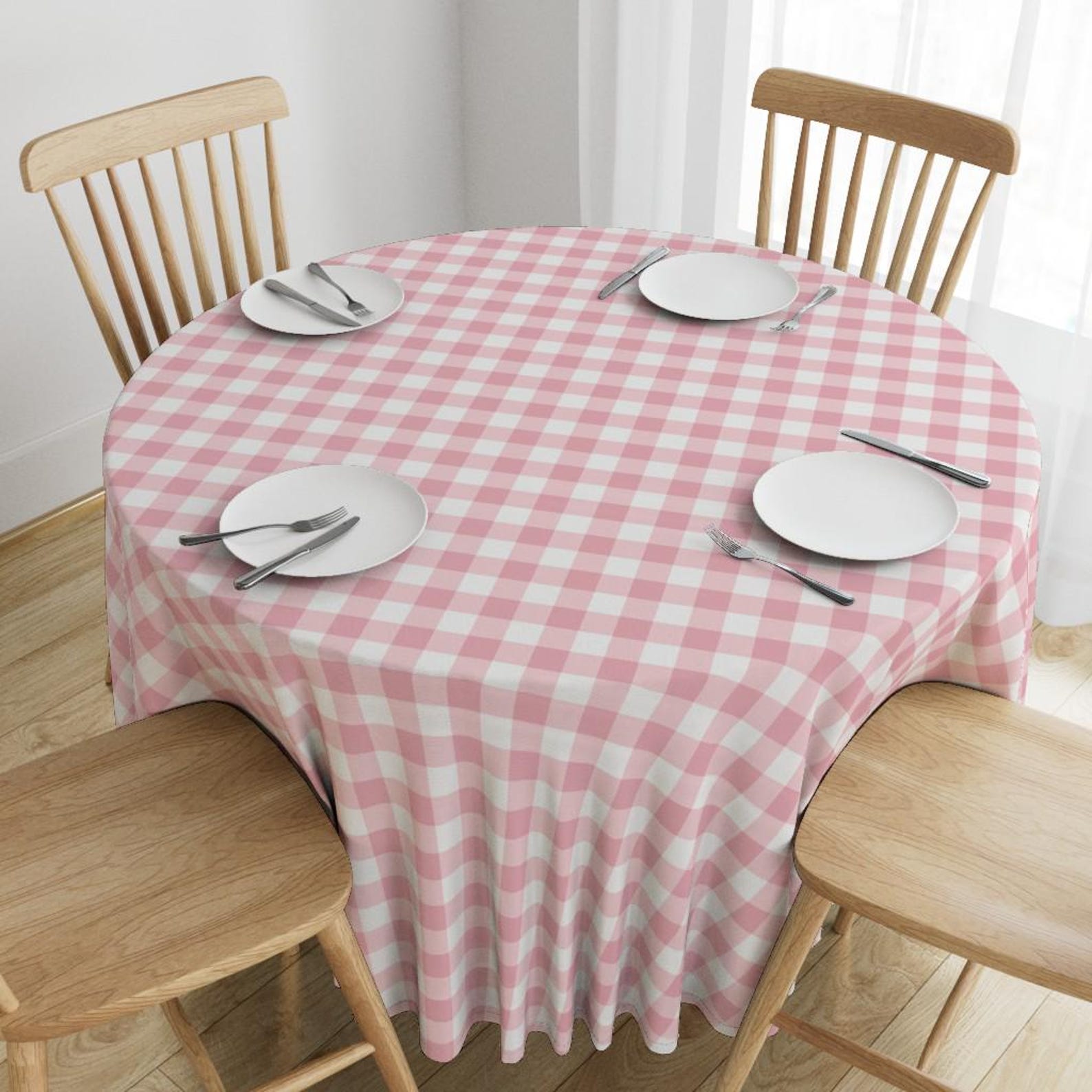 Pink Tablecloth - Pretty Pink Gingham by Unasomerville - Retro Gingham ...