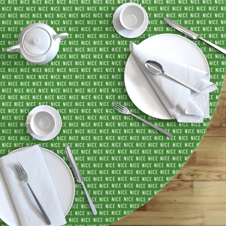 Green by littlearrowdesign Nice Christmas Round Tablecloth Santa/'s List  Holiday Cotton Sateen Circle Tablecloth by Spoonflower