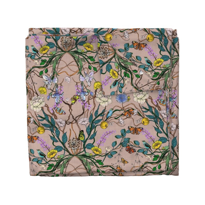 Floral Chinoiserie Duvet Cover Naturalist Pink by - Etsy