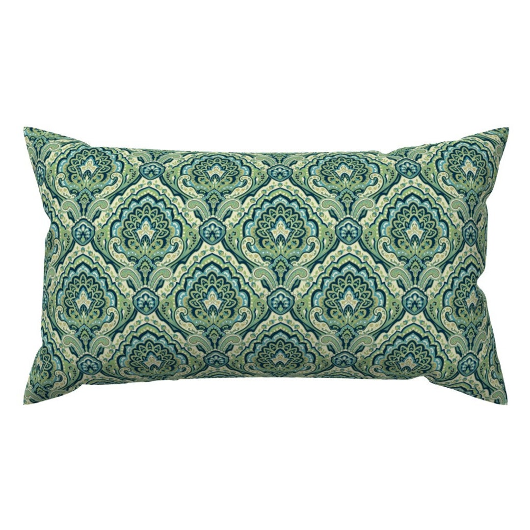 Ornate Paisley Accent Pillow Paisley Damask Green by Barbarapixton ...