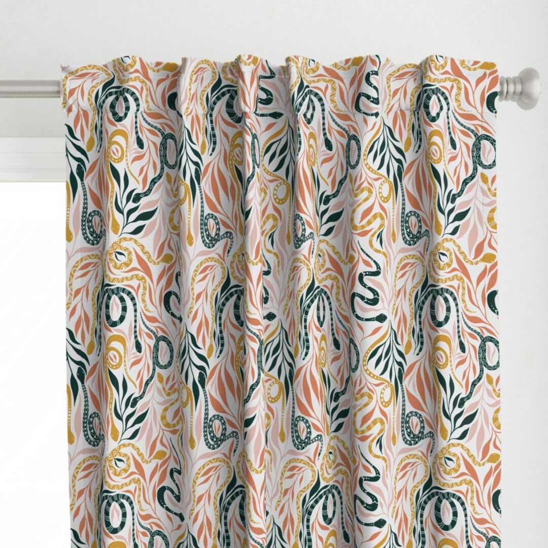 Snake Curtains Boho Snakes Curtain Panel Spot the Snakes by Laelleci Modern Mustard ...