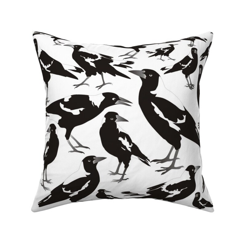 Bird Throw Pillow Magpie Black N White by Pennyroyal Etsy