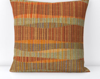 Mid Century Throw Pillow - Mid Mod Lines by theodesign - Horizons  Desert Faux Texture Boho Decorative Square Throw Pillow by Spoonflower