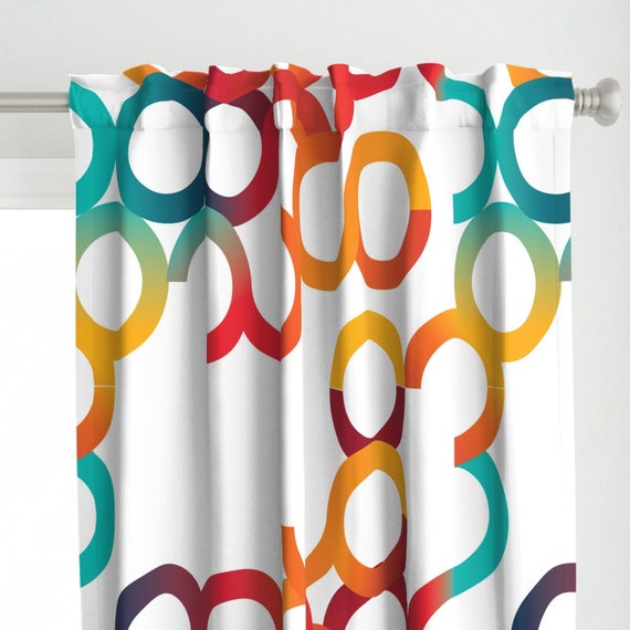Colorful Circles Curtain Panel - Bright Graphic Serpentine 80s 90s Retro  Custom Curtain Panel - Swirls And Curls by alchemiedesign -
