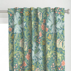 Art Nouveau Curtain Panel - Golden Lily by peacoquettedesigns - Vintage Victorian William Morris Custom Curtain Panel by Spoonflower