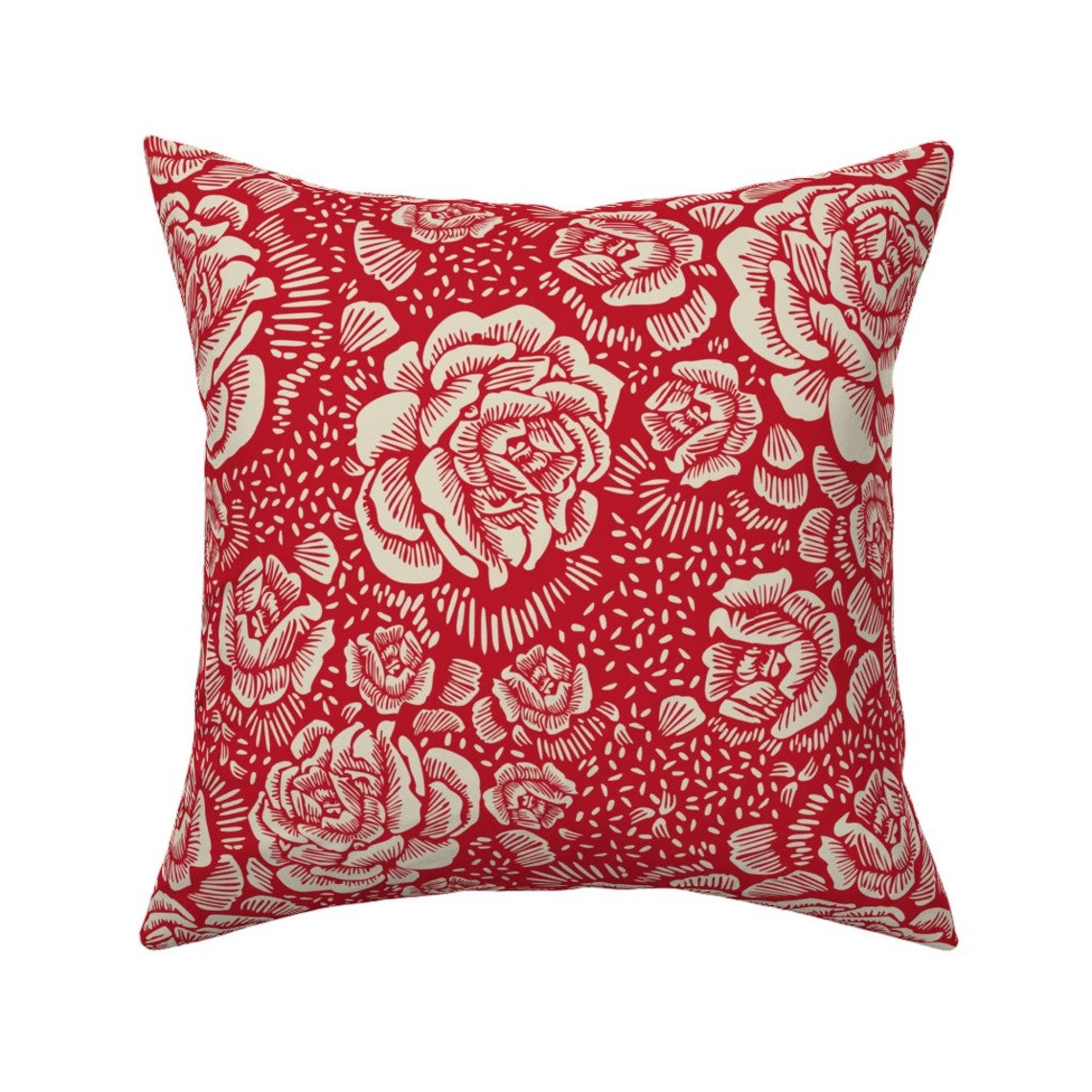 Rose Throw Pillow Holiday Rose Red by Cinneworthington Etsy