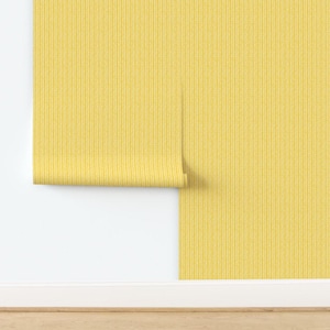 Herringbone Non-Pasted Wallpaper Yellow White Small Stripe Chevron - Herringbone On Yellow by patterns_etc Wallpaper by Spoonflower