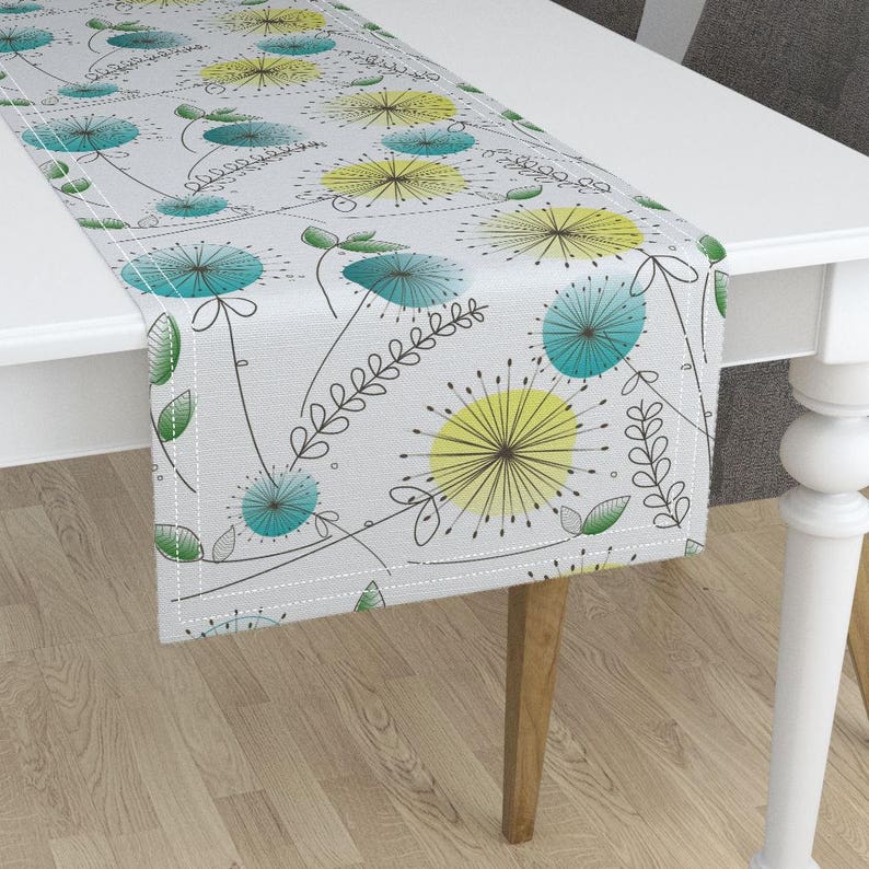 Mid Century Table Runner Dandelion Clocks By Image 0