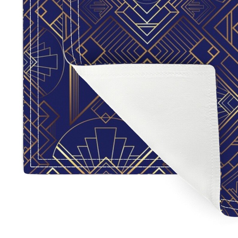 Art Deco Placemats Set of 2 The Brilliant Bizby Navy by Etsy