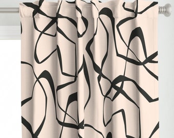 Imperfect Line Curtain Panel - Japandi by house_of_may - Large Scale Scandinavian Organic Strokes Doodle Custom Curtain Panel by Spoonflower