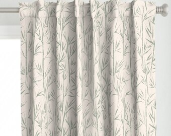 Weathered Bamboo Curtain Panel - Bamboo by francisca_reyes - Japandi Neutral Botanical Calm Serene Custom Curtain Panel by Spoonflower