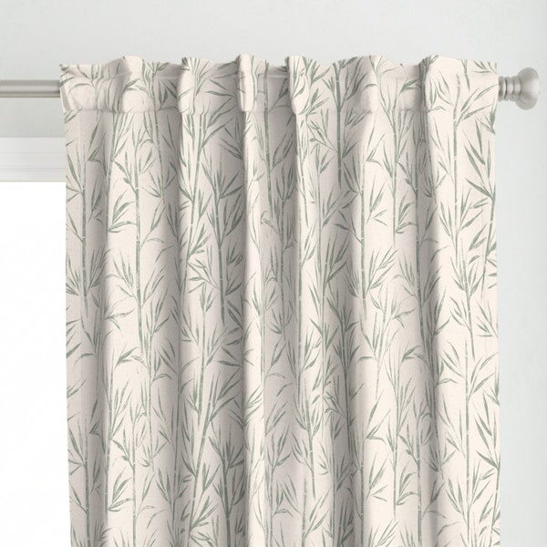 Weathered Bamboo Curtain Panel - Bamboo by francisca_reyes - Japandi Neutral Botanical Calm Serene Custom Curtain Panel by Spoonflower