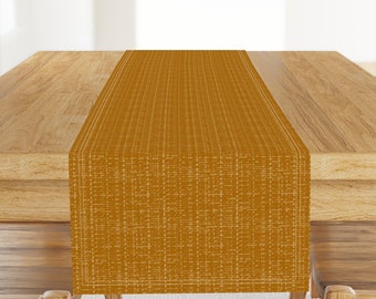 Mid Century Modern Table Runner - Burnt Orange Solid Barkcloth by ottomanbrim - Mod Vintage Retro Cotton Sateen Table Runner by Spoonflower