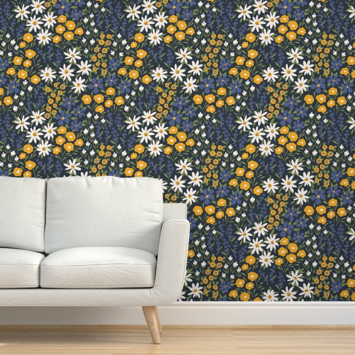 Vintage Ditsy Floral Wallpaper Midsummer Blooming by Etsy
