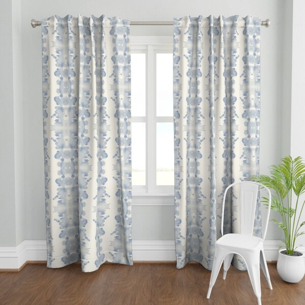 Blue White Curtains Etsy