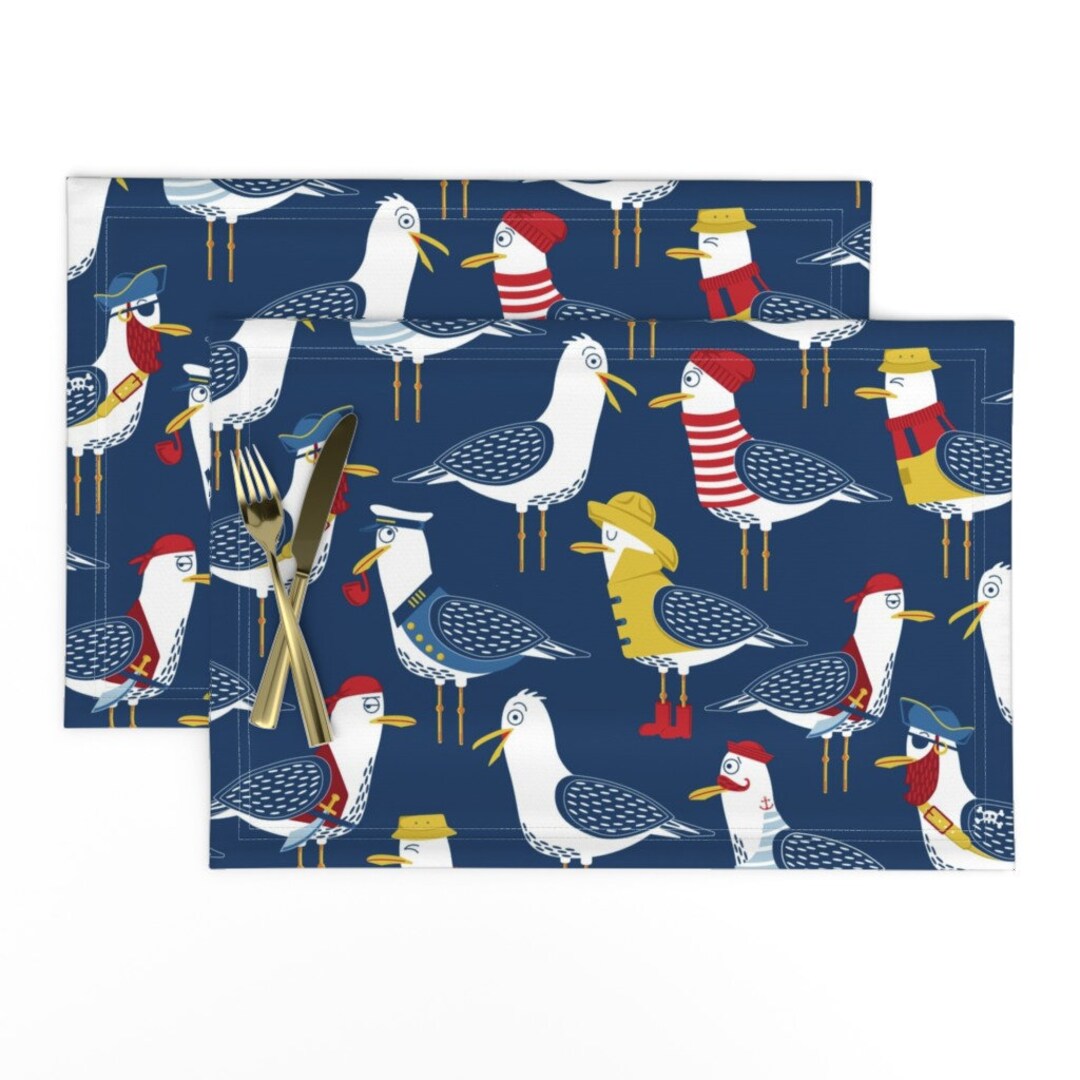 Whimsical Seagulls Placemats set of 2 Seagull Surprise by Nanshizzle