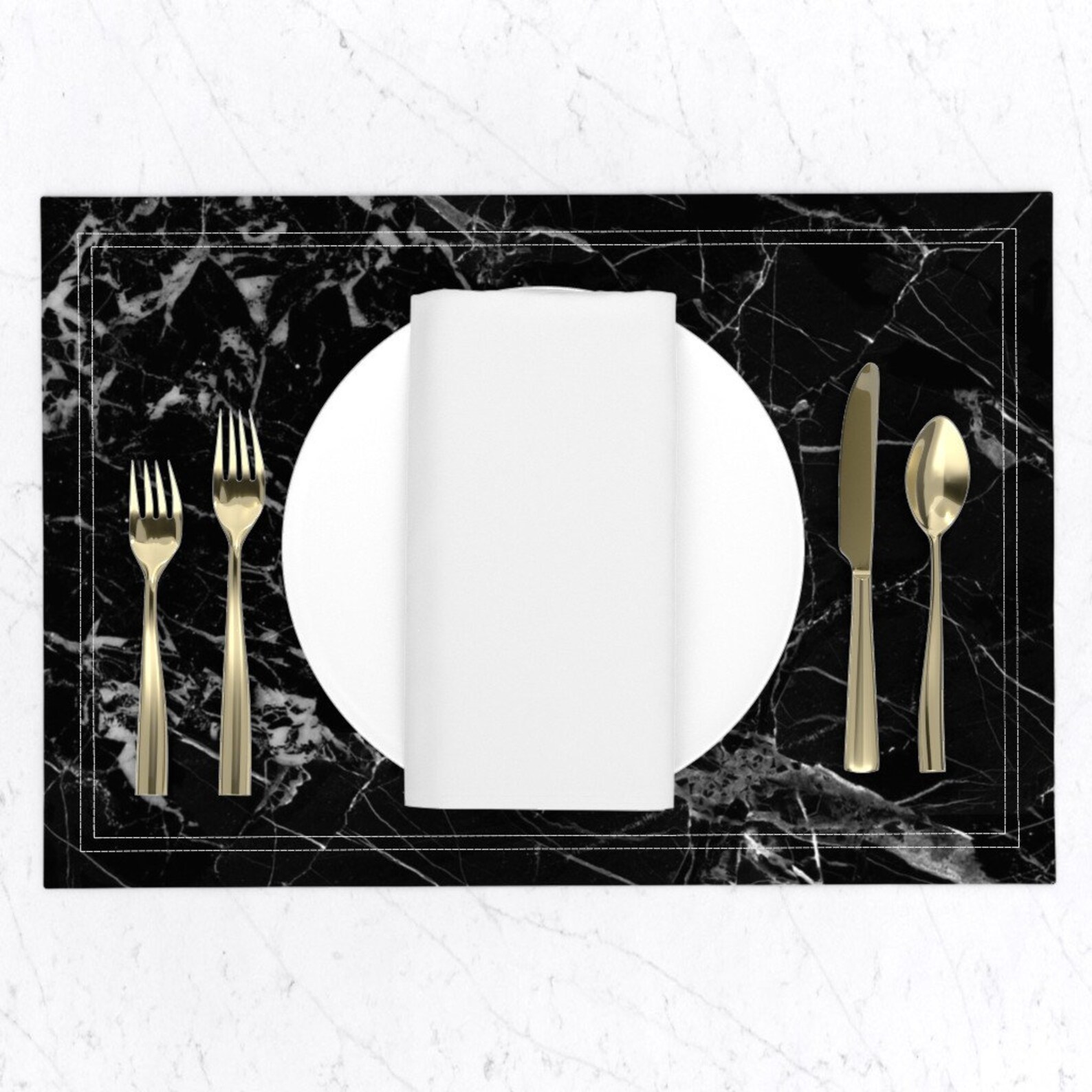 Black And White Placemats Set of 2 Black Marble by Etsy