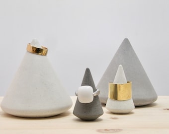 Concrete ring holders, concrete jewels stand, concrete stand, ring cones, concrete cones, jewels display, ring display