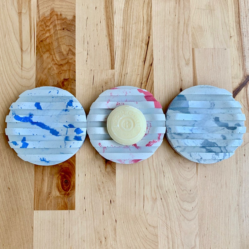 Marbled concrete soap dish round soap dish concrete Etsy
