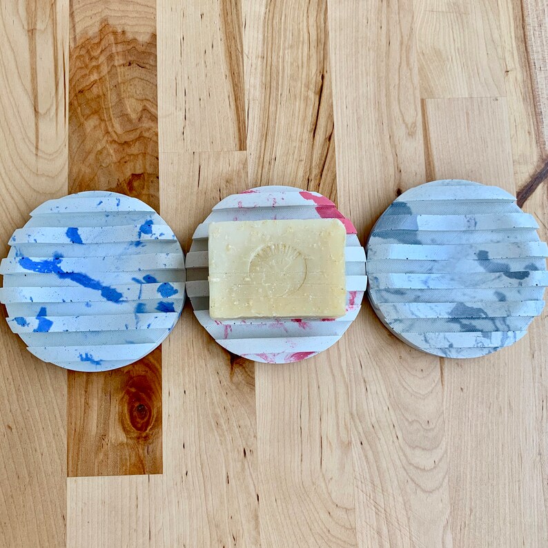 Marbled Concrete Soap Dish Round Soap Dish Concrete Etsy