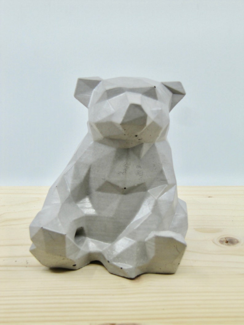 Grey Concrete Bear Statuette Etsy