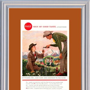 1958 Coca Cola Wyoming Cowboy Cowgirl Vintage Ad Coke Chuck Wagon Chuckwagon Good Taste Enjoyment 58 *You Choose Frame-Mat Colors*