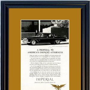 1962 Chrysler Imperial Vintage Ad America's Eminent Attorneys Test Drive Crown Four 4 Door Southampton 62 You Choose Frame-Mat Colors image 1