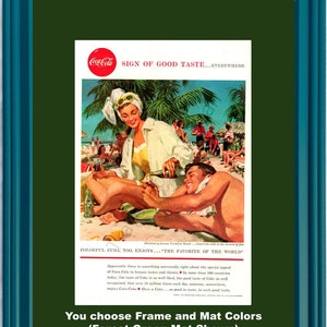 1958 Coca Cola Varadero Strand Kuba Vintage Ad Haben Sie eine Cola Zeichen des guten Geschmacks Favorit der Welt 58 * Sie wählen Frame-Mat Farben *
