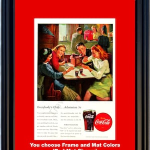1947 Vintage Coca Cola Soda Fountain Ad Coke Neighborhood Club Ice Cold The Pause That Refreshes 47 * Vous choisissez les couleurs du passe-partout *