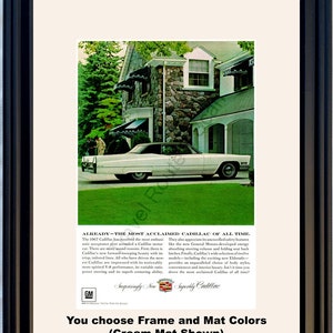 Anuncio vintage del Cadillac Coupe de Ville de 1967. El Cadillac más aclamado, sorprendentemente nuevo y magnífico. *Puedes elegir los colores del marco y el paspartú*