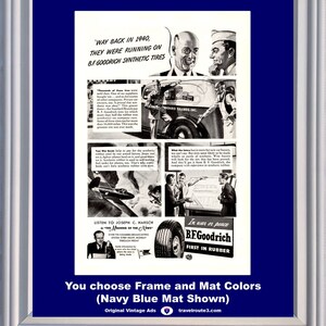 1943 WWII WW2 B.F. Goodrich Tires Vintage Ad First in Rubber Panel Truck Fighter Plane Peace World War II 2 43 *You Choose Frame-Mat Colors*