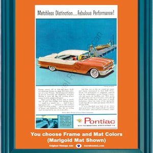 1955 Pontiac Catalina 870 Vintage Ad 55 2 deurs hardtop driving performance bootpier *u kiest framemat kleurenvrij VS S&H*