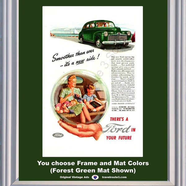 1946 Ford Super Deluxe Vintage Ad Crystal Ball in Your Future 46 (Late 45 Ad) *You Choose Frame-Mat Colors*
