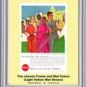 1957 Coca Cola Coke Vintage Ad Sign of Good Taste India Maharaja's Palace Jack Potter Painting Sparkling Drink *You choose Frame-Mat Colors*