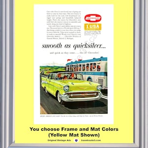 1957 Chevrolet Bel Air Vintage Ad 57 Chevy Smooth as Quicksilver Smooth Sassy Charter Bus *You Choose Frame-Mat Colors*