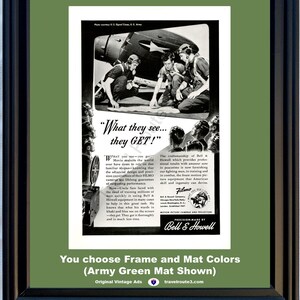 1942 WWII WW2 Training Videos Vintage Ad World War II 2 Bell and Howell What They You See They You Get Filmo 42 *You Choose Frame-Mat Colors