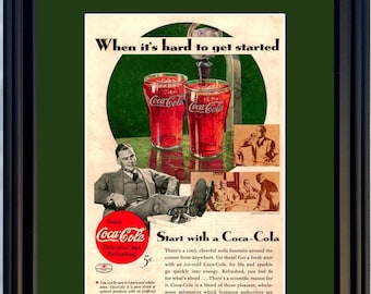 1934年 コカ・コーラ ソーダファウンテン ビジネスマン 額装済み